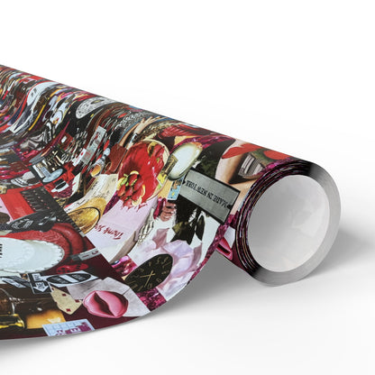 Bright Red Lipstick | Analog Collage Wrapping Paper