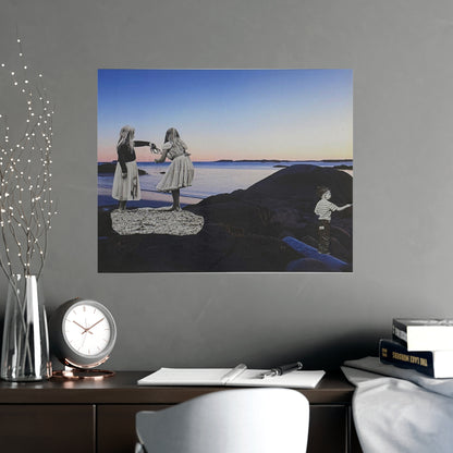 Vintage Seaside Collage Poster — Analog Collage Wall Art