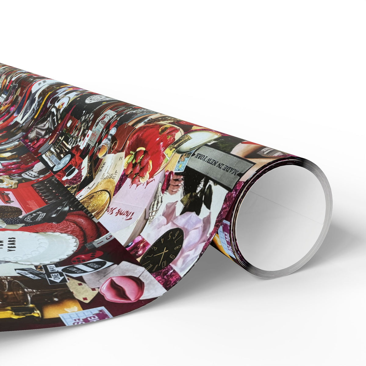 Bright Red Lipstick | Analog Collage Wrapping Paper