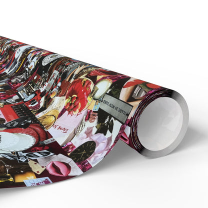 Bright Red Lipstick | Analog Collage Wrapping Paper