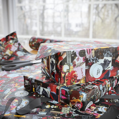 Bright Red Lipstick | Analog Collage Wrapping Paper