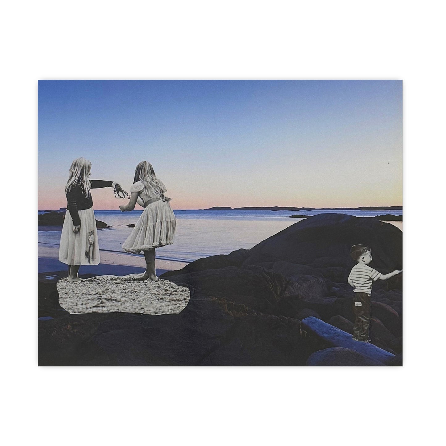 Vintage Seaside Collage Poster — Analog Collage Wall Art