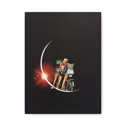 Girlhood, Analog Collage – Dreamy Crescent Moon Art Canvas, Matte Stretched Canvas
