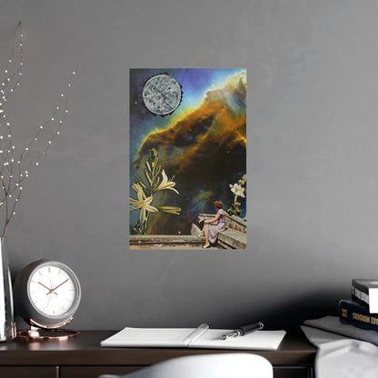 Outlook, Analog Collage Print — Surreal Moonlit Garden Poster