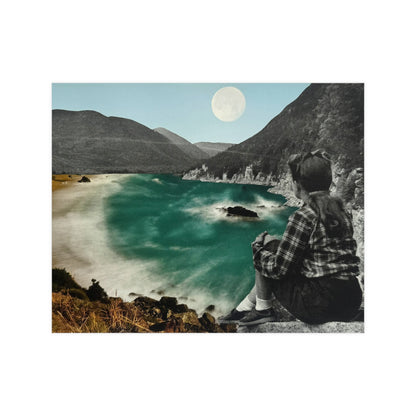 The In Between | Vintage Moonlit Coast Analog Collage Art Print