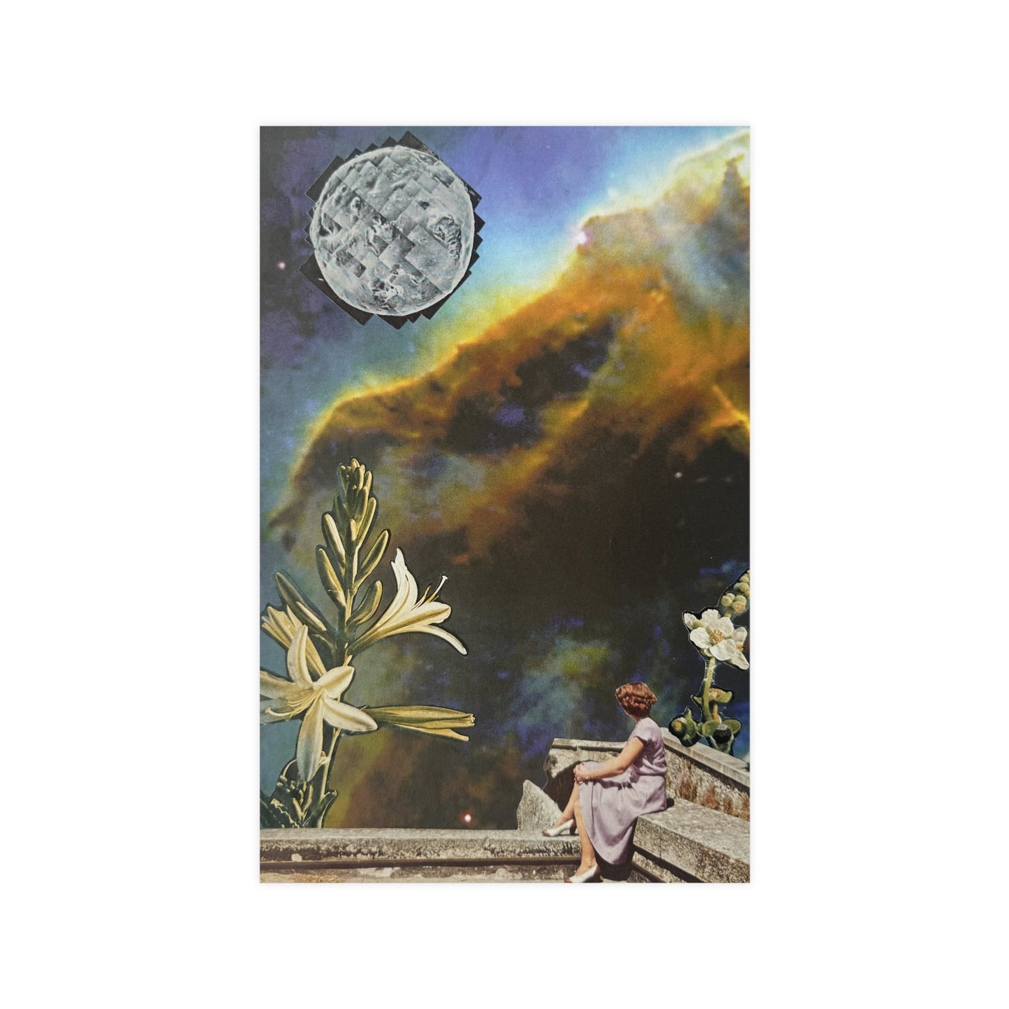 Outlook, Analog Collage Print — Surreal Moonlit Garden Poster