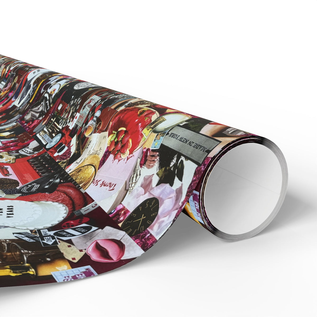 Bright Red Lipstick | Analog Collage Wrapping Paper