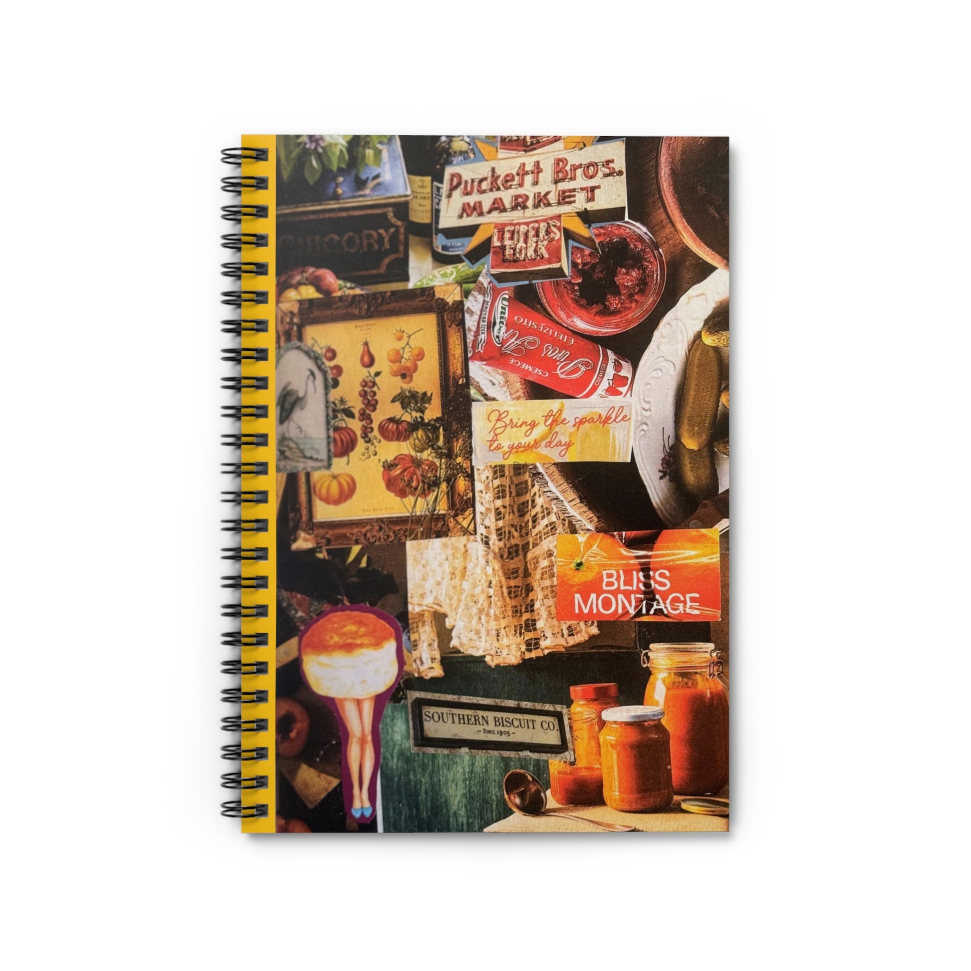 Spiral-bound 'Biscuit Babe' journal featuring a collage cover with vintage Southern signs and classic biscuit illustrations in warm tones.