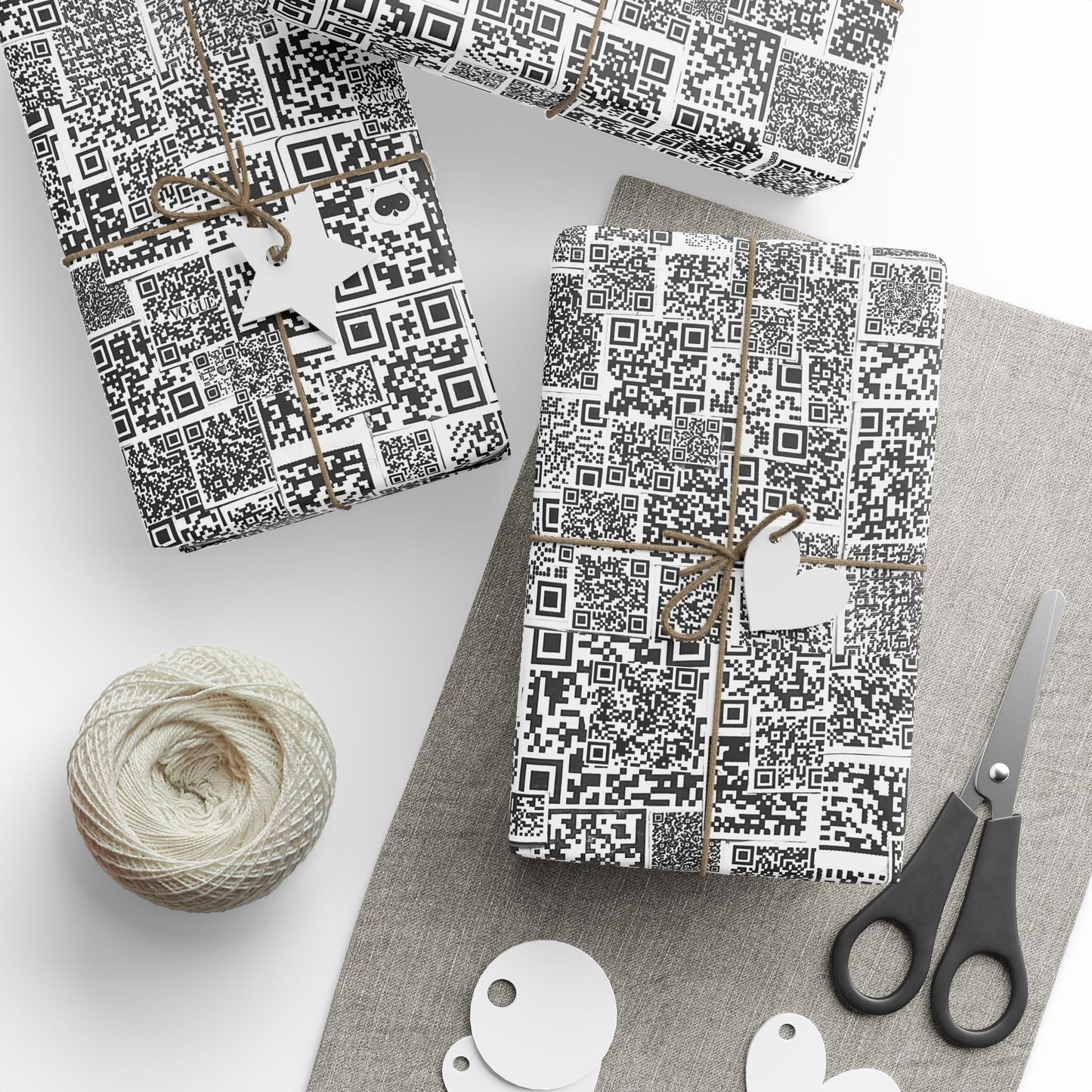 QR Code Pattern Wrapping Paper — Modern Black & White Gift Wrap