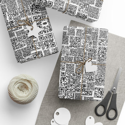 QR Code Pattern Wrapping Paper — Modern Black & White Gift Wrap