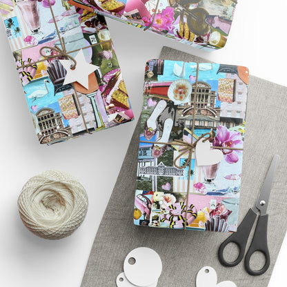Pretty in Pink | Analog Collage Wrapping Paper