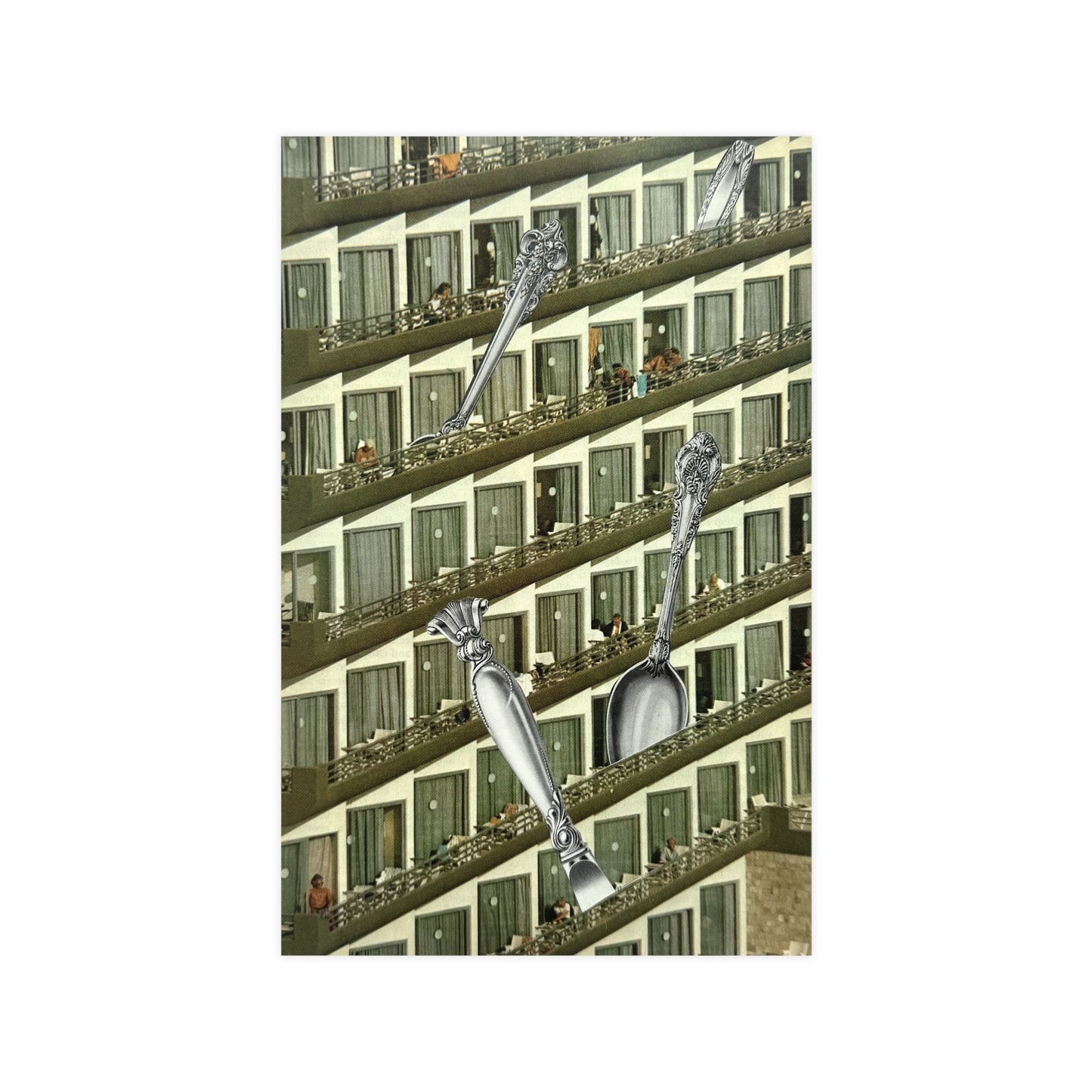 Spoons II | Vintage Spoon and Mountain Analog Collage Art Print