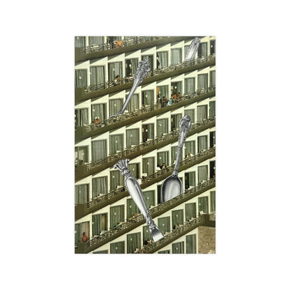 Spoons II | Vintage Spoon and Mountain Analog Collage Art Print