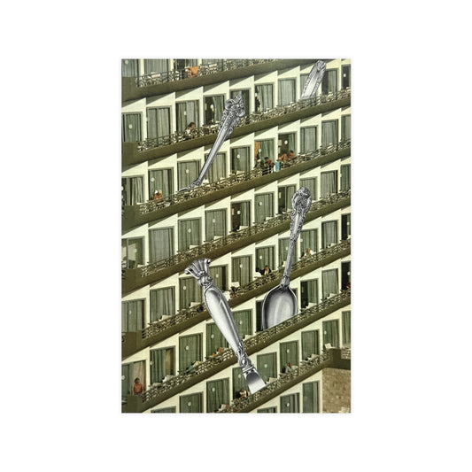 Spoons II | Vintage Spoon and Mountain Analog Collage Art Print