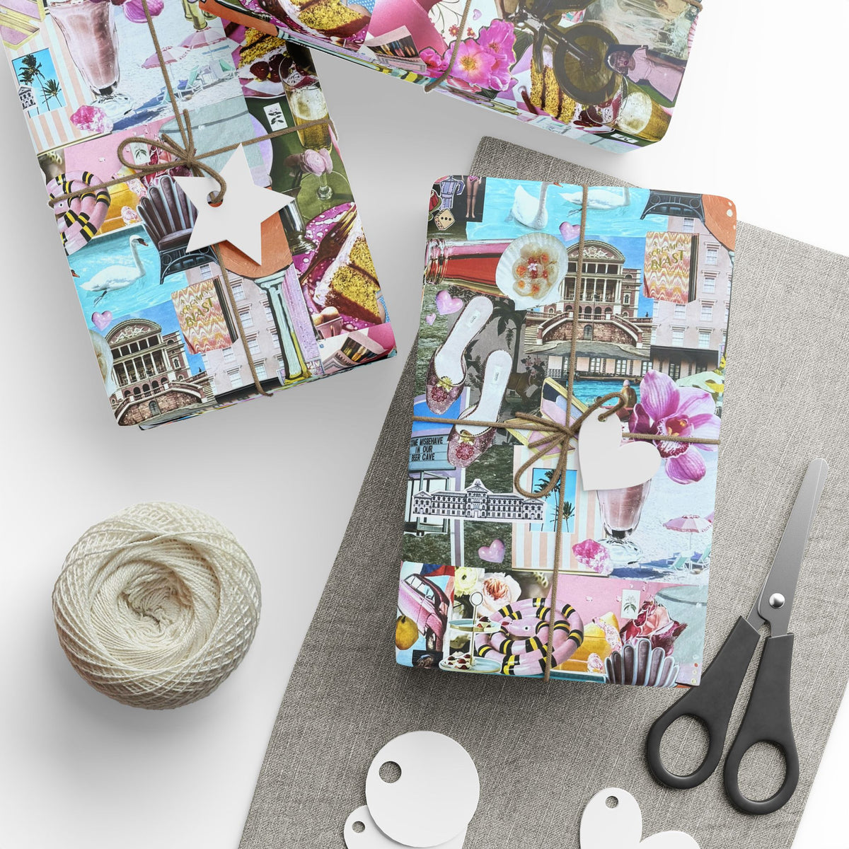 Pretty in Pink | Analog Collage Wrapping Paper